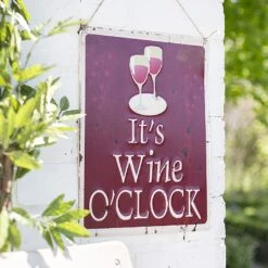 La Hacienda It's Wine O'Clock Embossed Metal Sign -Roundupt Store 1016391 1