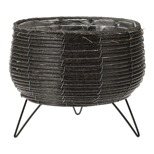 KOOPMAN Anthracite Basket Planter With Legs 23cm 3 KOOPMAN Anthracite Basket Planter With Legs 23cm