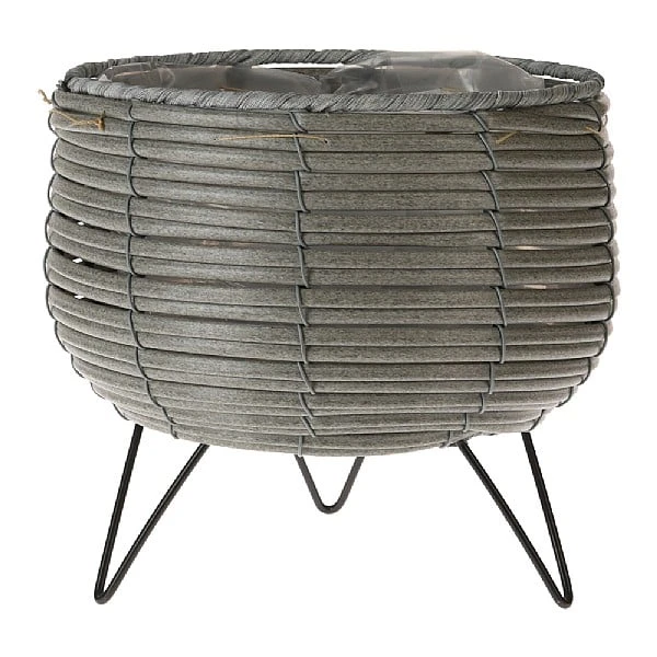 KOOPMAN Light Grey Basket Planter With Legs 20cm 3 KOOPMAN Light Grey Basket Planter With Legs 20cm