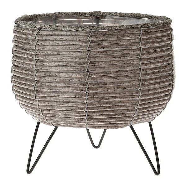 KOOPMAN Taupe Basket Planter With Legs 20cm 3 KOOPMAN Taupe Basket Planter With Legs 20cm