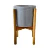 Ivyline Anzio Warm Grey Pot Cover With Wooden Stand